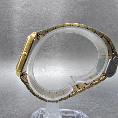 Seiko Tank Watch Men 26mm Champagne Dial Gold Rectangle V701-5J00 PARTS VTG7