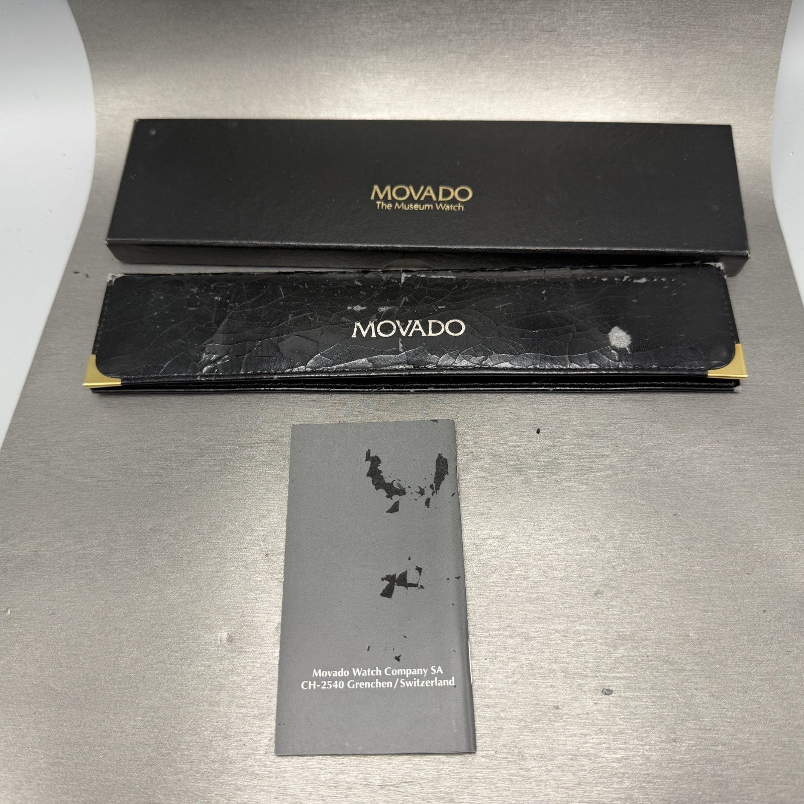 Movado Museum Watch Men 34mm Black Dial Gold Tone Round 87-D1-844 New Battery13