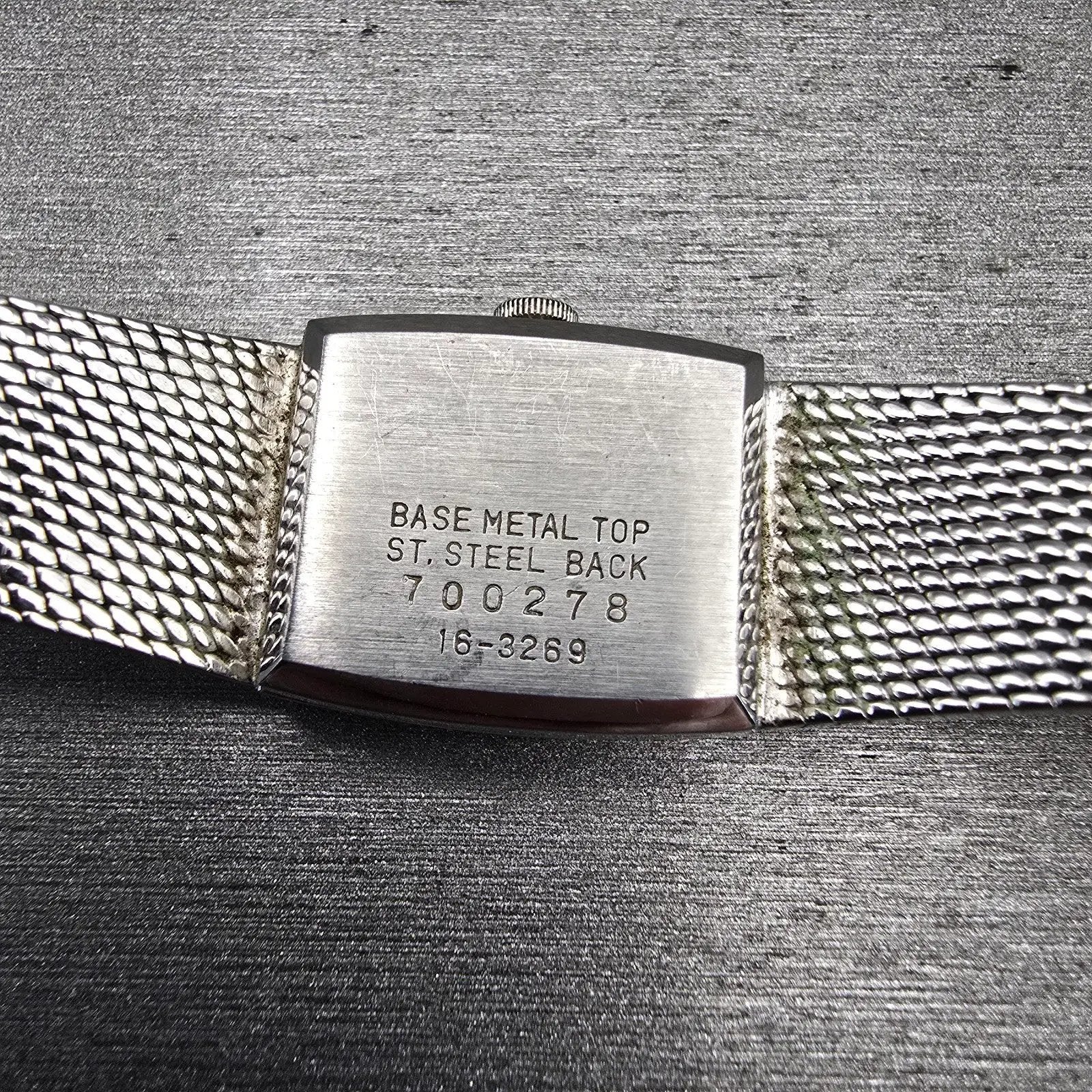 Seiko Watch Women 16mm Silver Dial Silver Tone Rectangle 16-3269 New Battery VTG10