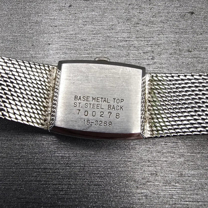 Seiko Watch Women 16mm Silver Dial Silver Tone Rectangle 16-3269 New Battery VTG10