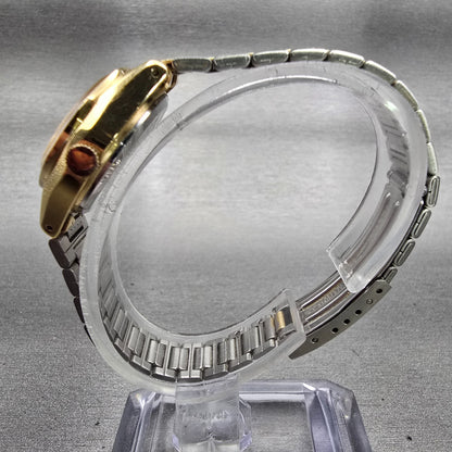 Seiko SQ Watch Women 23mm Gold Dial Gold Tone Daydate Round 8523-0049 New Batt6