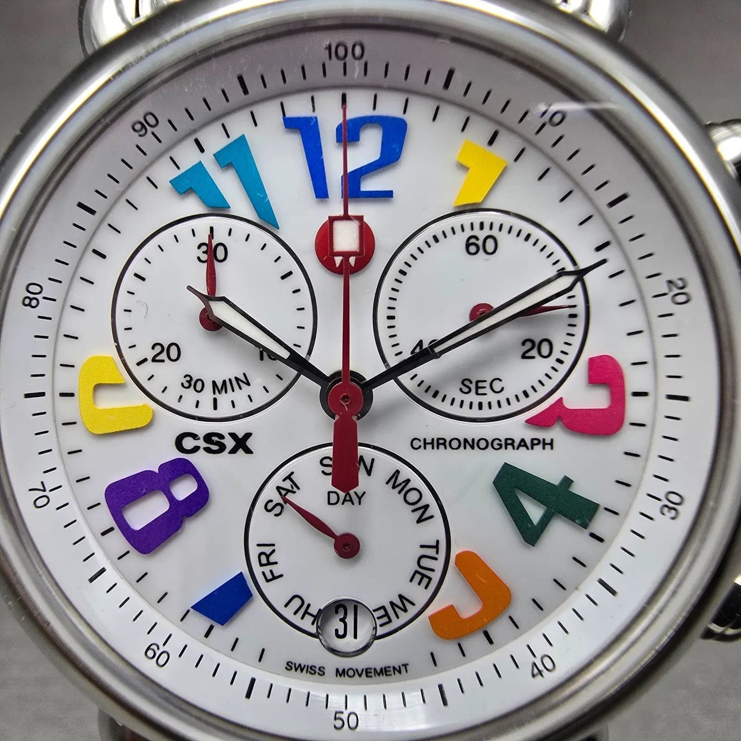 Michele CSX Carousel Chronograph Watch Women 36mm White Dial Steel Dayate NewBat2