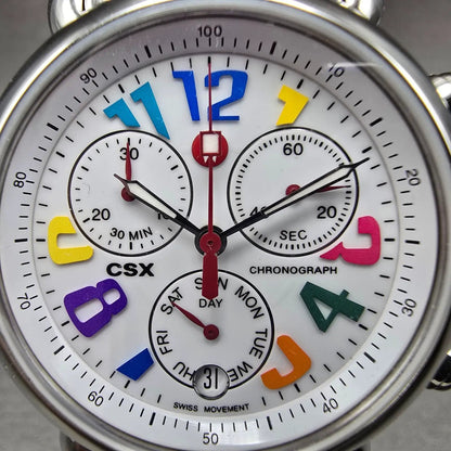 Michele CSX Carousel Chronograph Watch Women 36mm White Dial Steel Dayate NewBat2