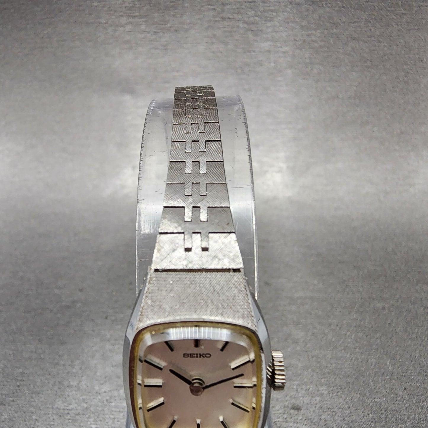 Seiko Watch Women 17mm Silver Dial Silver Tone Rectangle Manual Wind Runs  NOS5