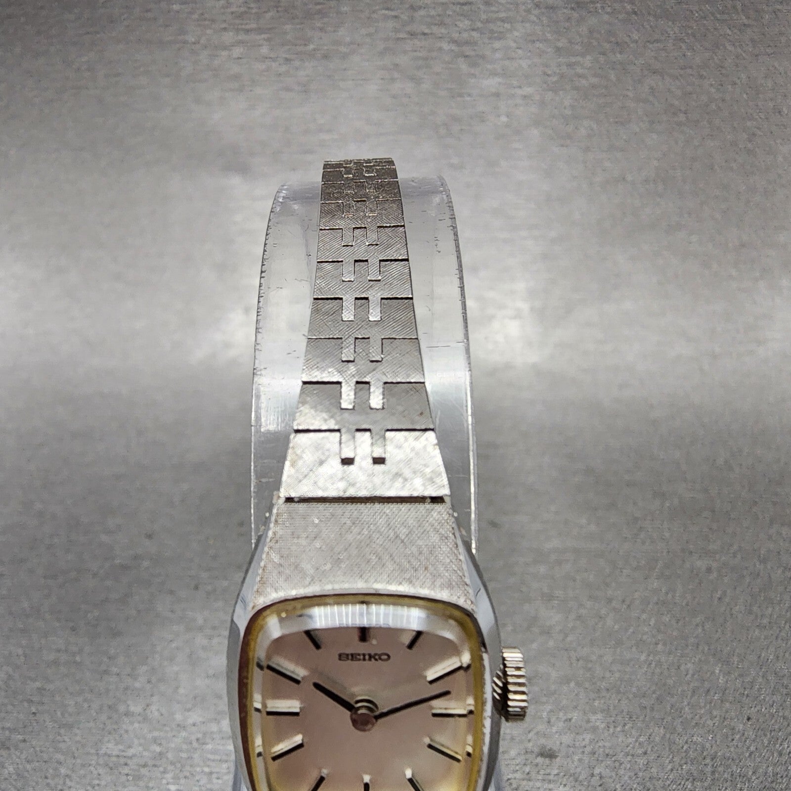 Seiko Watch Women 17mm Silver Dial Silver Tone Rectangle Manual Wind Runs  NOS5