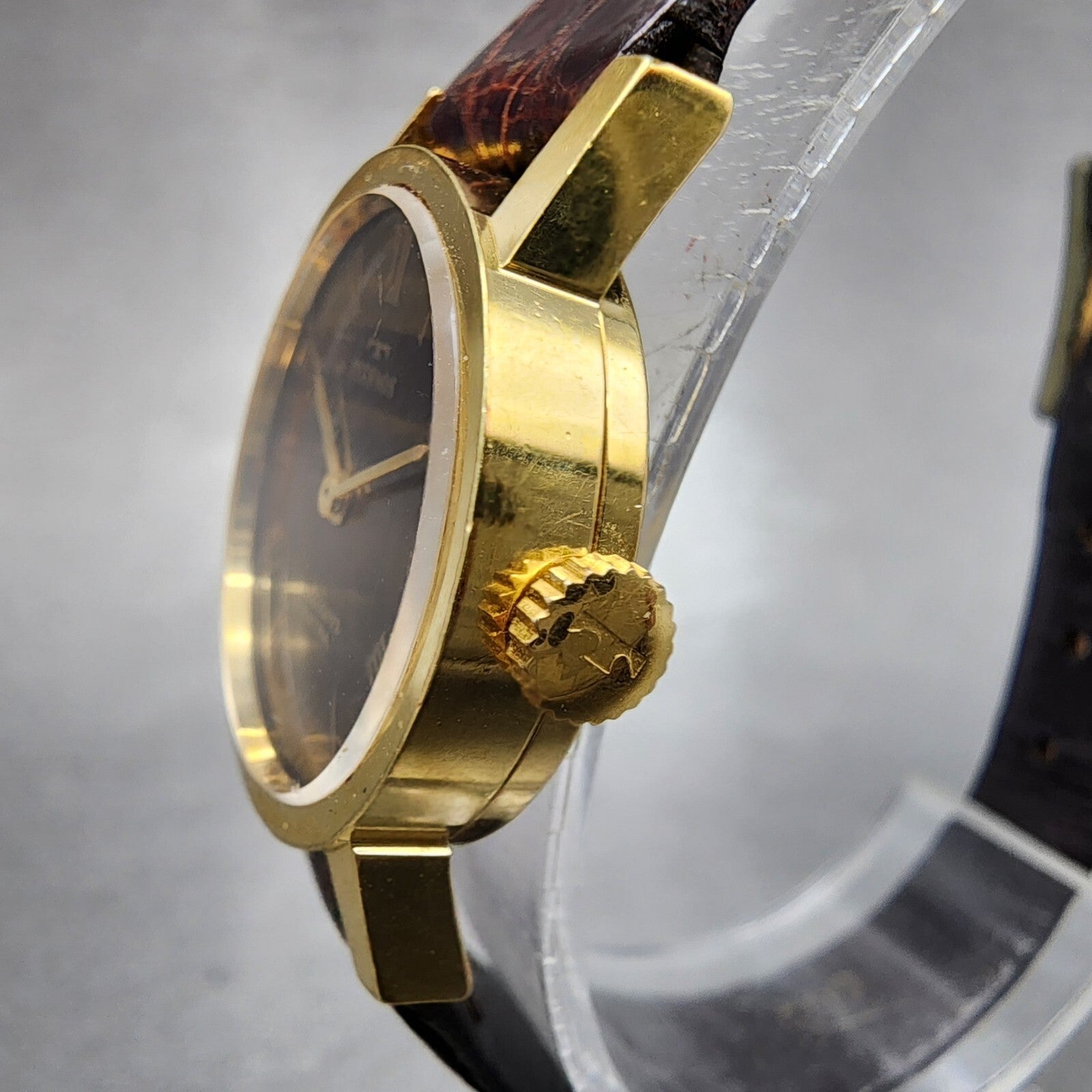 Technos Queen Extra Watch Women 23mm Tigereye Dial Gold Filled Manual Wind Runs2