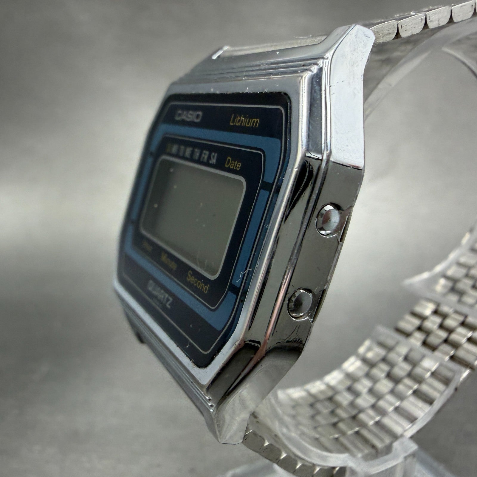 Casio 155-B817 Watch Men 34mm Digital Silver Tone Daydate Octagon PARTS3