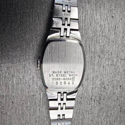Seiko Watch Women 17mm Silver Dial Silver Tone Oval 2320-6469 New Battery VTG10