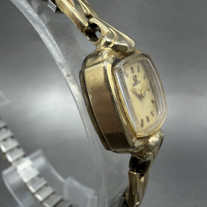 Omega Watch Women 15mm Cream Dial 14K Gold Filled Manual Wind Runs Caliber 4813