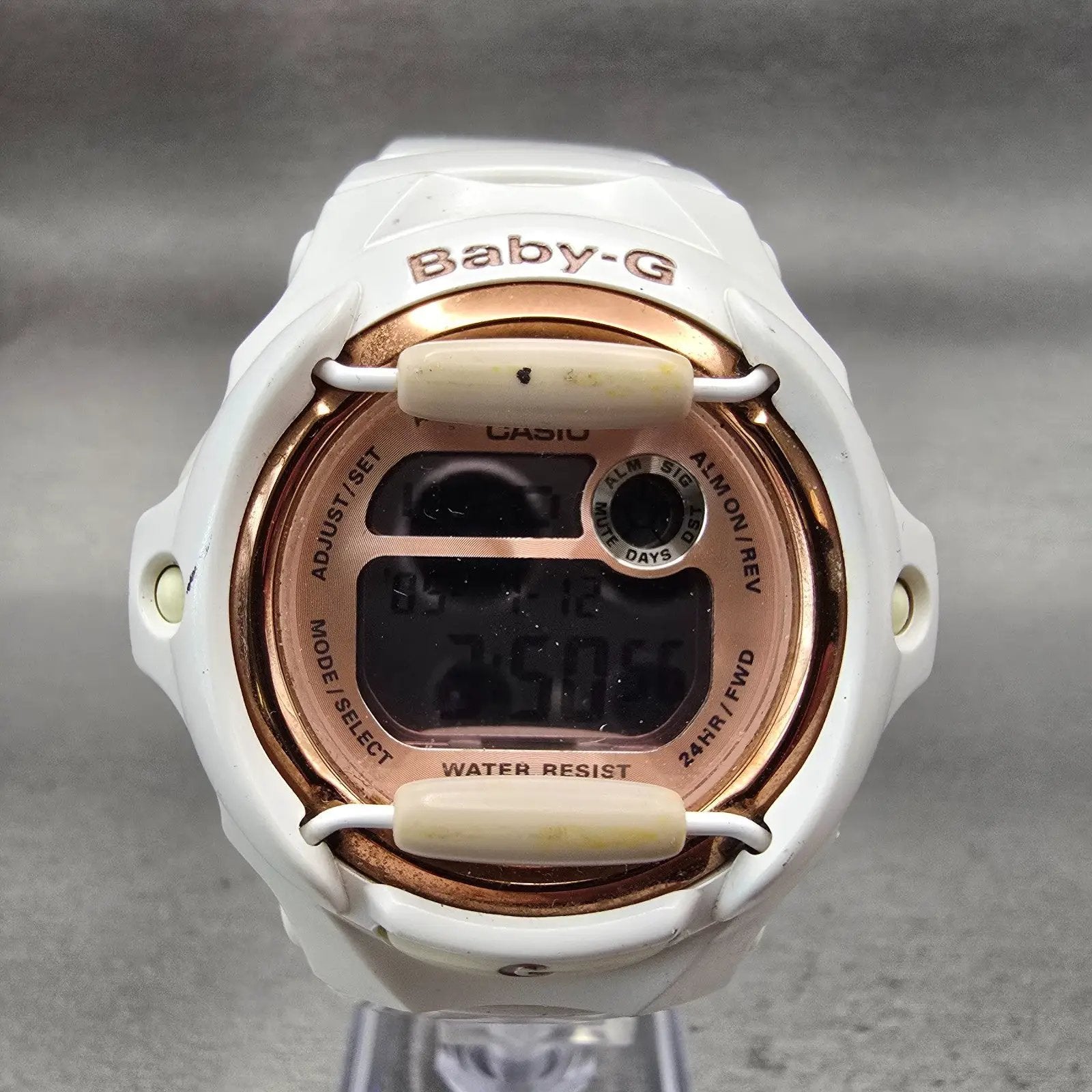 Casio Baby-G BG-169G Watch Women 43mm Rose Gold Dial White Chrono Alarm New Batt1