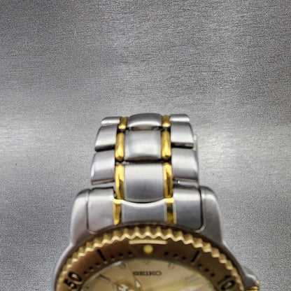 Seiko Scuba Watch Men 37mm Champagne Dial Two Tone Date 5h256070 New Battery4