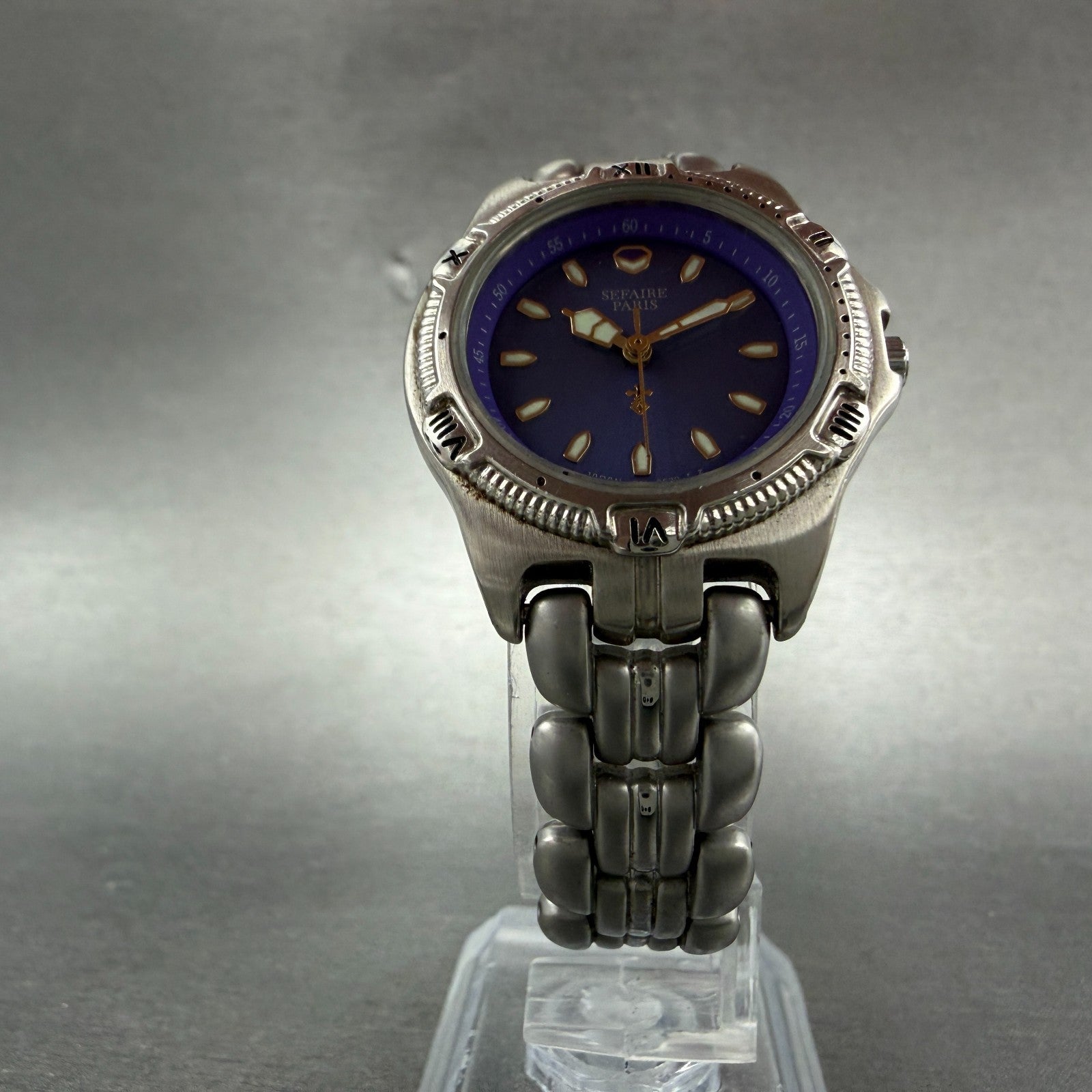 Seiko Alba Sefaire Dive Watch Women 28mm Purple Dial Steel V701-1V20 New Battery5