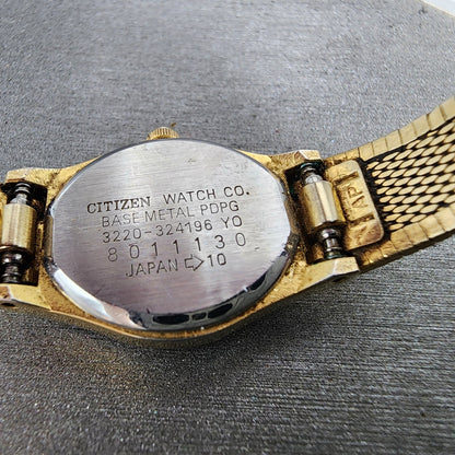 Citizen CQ Watch Women 17mm Champagne Dial Gold Tone 3220324196 New Battery9