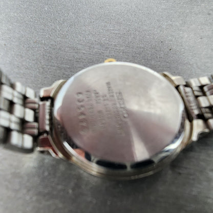 Seiko Watch Women 24mm Champagne Dial Two Tone Round V7012B90 New Battery ABC129