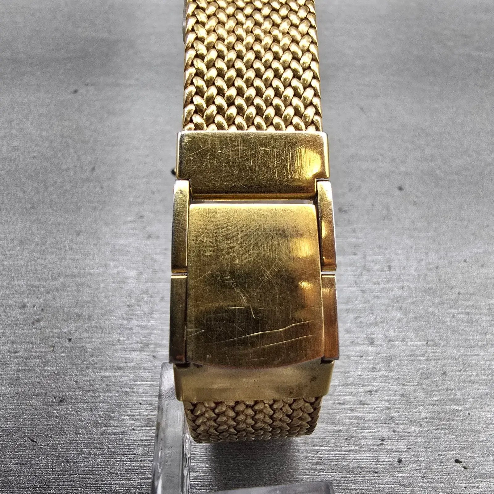 Seiko Watch Men 26mm Gold Dial Gold Tone Rectangle 6020-5339 New Battery Vintage7