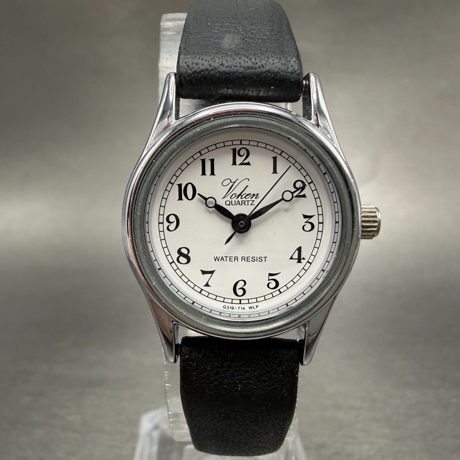 Q&Q Voken Watch Women 23mm White Dial Silver Tone Round New Battery0