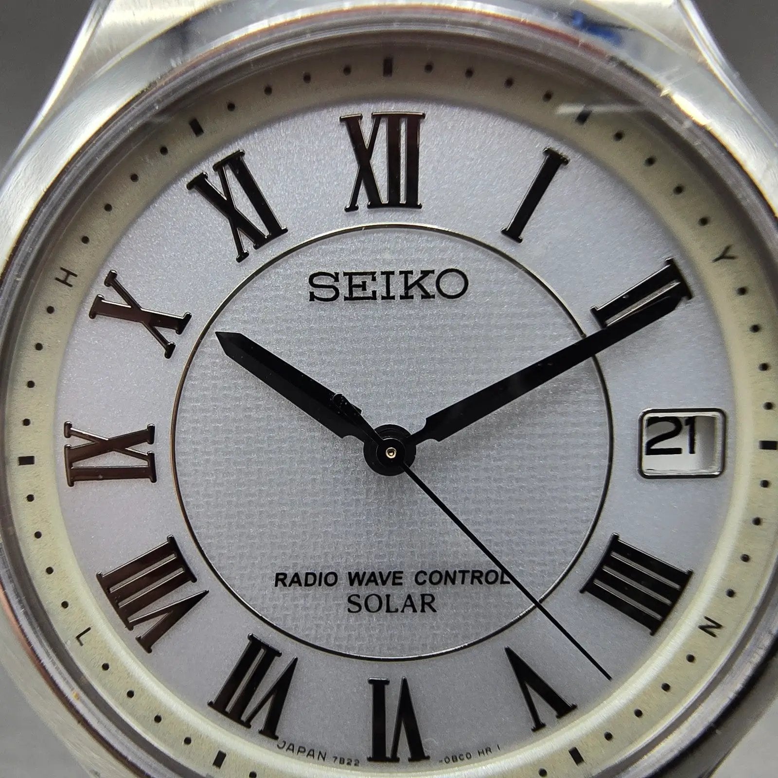 Seiko Solar Watch Men 38mm White Dial Silver Tone Date Atomic 7B22-0AM0 READ!!!!2