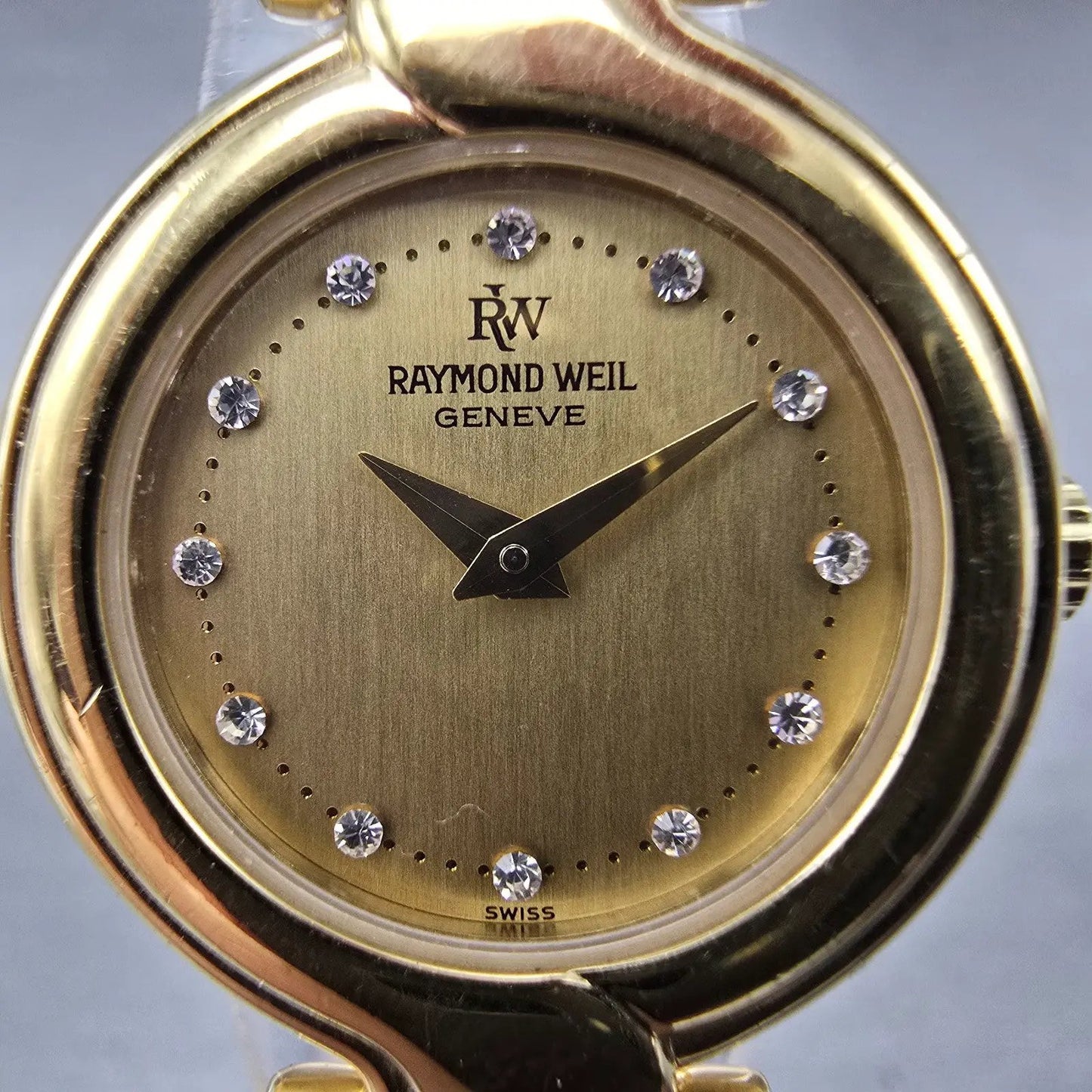 Raymond Weil Watch Women 23mm Champagne Dial Gold Plated Round 5850 New Battery1