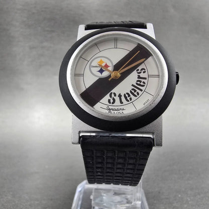 Bulova Steelers Watch Unisex 31mm White Dial Silver Tone Round 2FC22 New Battery6