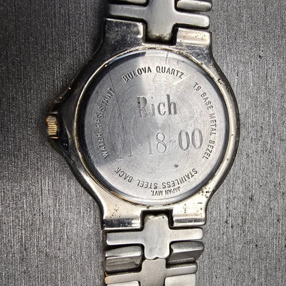 Bulova Watch Men 34mm White Dial Two Tone Date Round 98B52 New Battery10