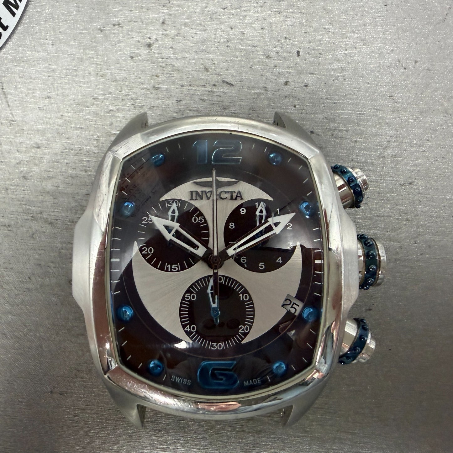 Invicta Lupah Chrono Watch Men 40mm Brown Dial Silver Tone Oval Date 6094 NewBat0