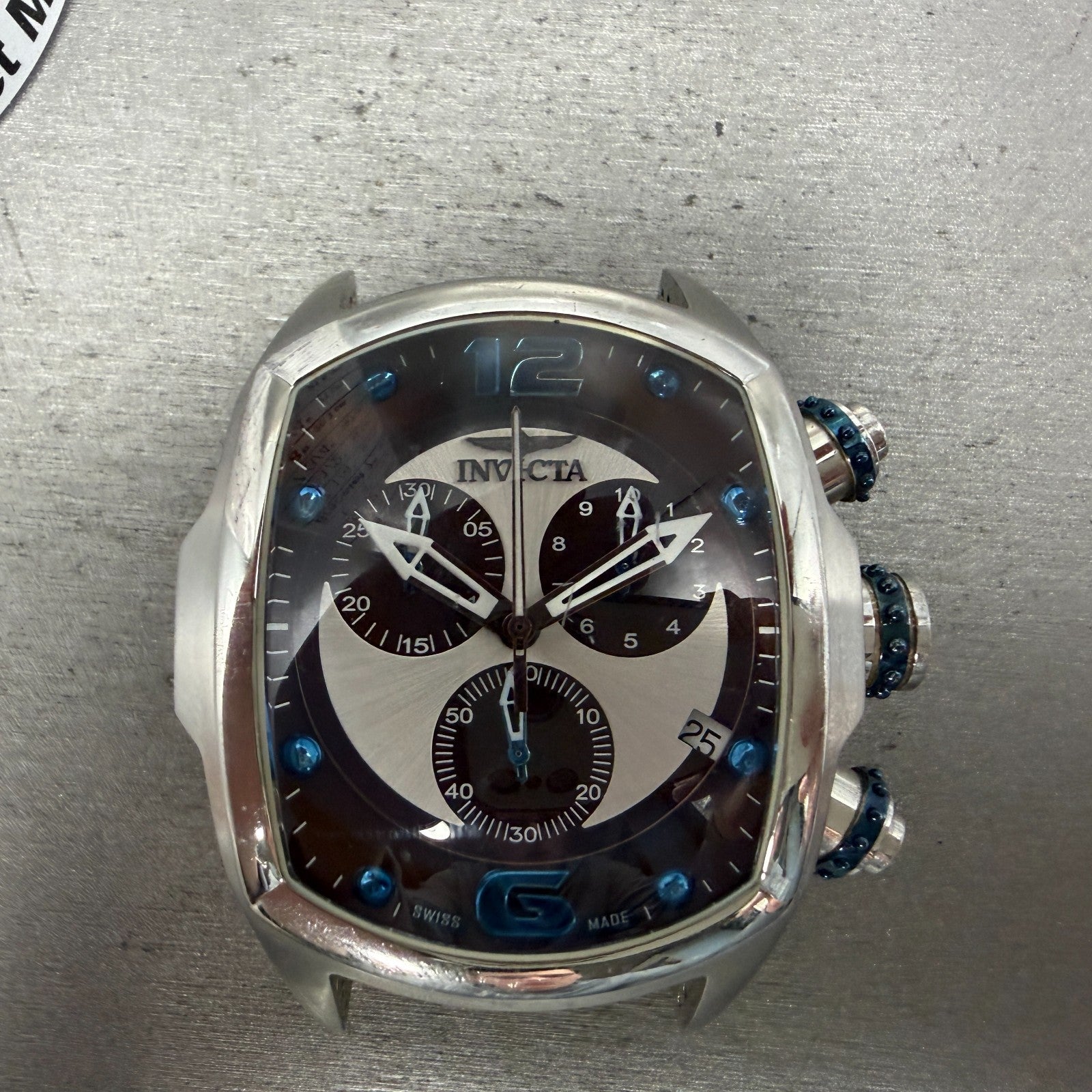 Invicta Lupah Chrono Watch Men 40mm Brown Dial Silver Tone Oval Date 6094 NewBat0