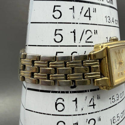 Seiko Tank Watch Women 16mm Champagne Dial Gold Tone 1N01-0FH0 New Battery ZYGF610