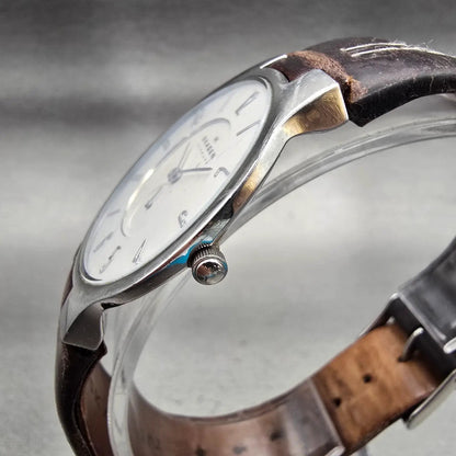 Skagen Watch Men 34mm White Dial Silver Tone Round 433LSL1 READ!!!!! New Battery2