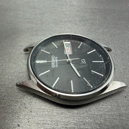 Seiko SQ Watch Men 34mm Black Dial Silver Tone Daydate Round 8123-800A PARTS4