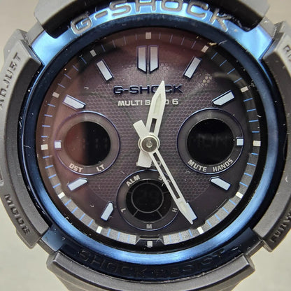 Casio G-Shock AWG-M100A Watch Men 47mm Black Blue Alarm Chrono Solar Works1