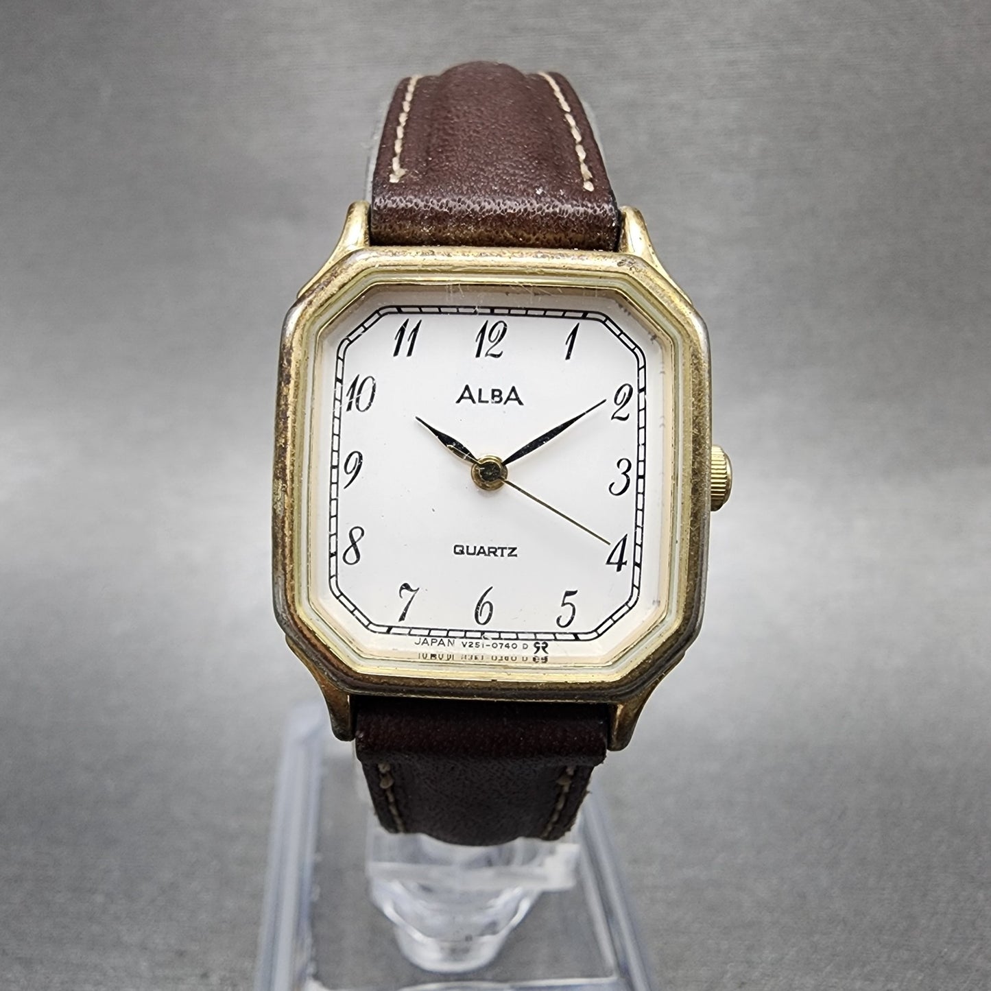 Seiko Alba Watch Women 22mm White Dial Gold Tone Octagon V2515330 New Battery0