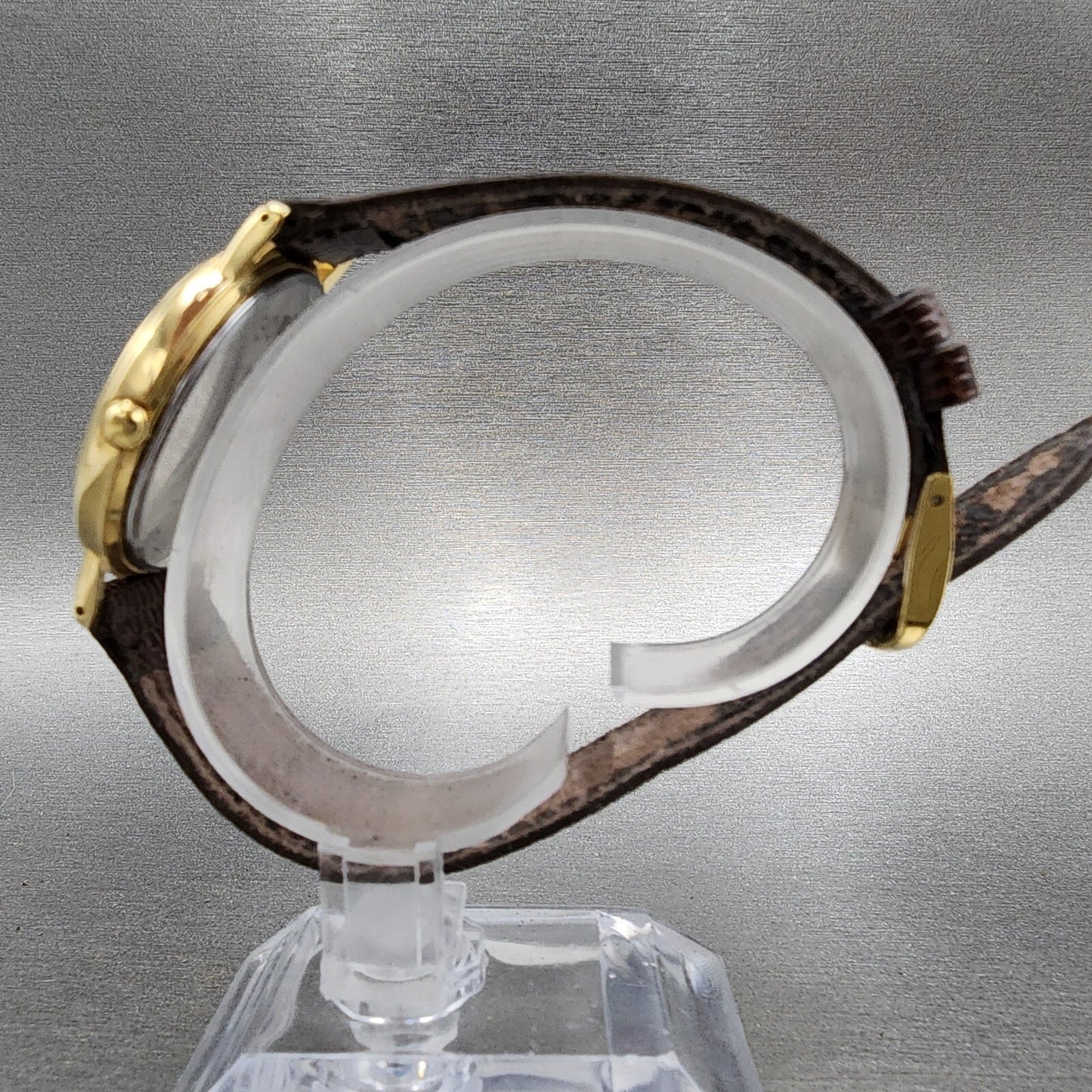 Seiko Watch Men 33mm Gold Dial Gold Tone Round 7N016B20 New Battery VTG6