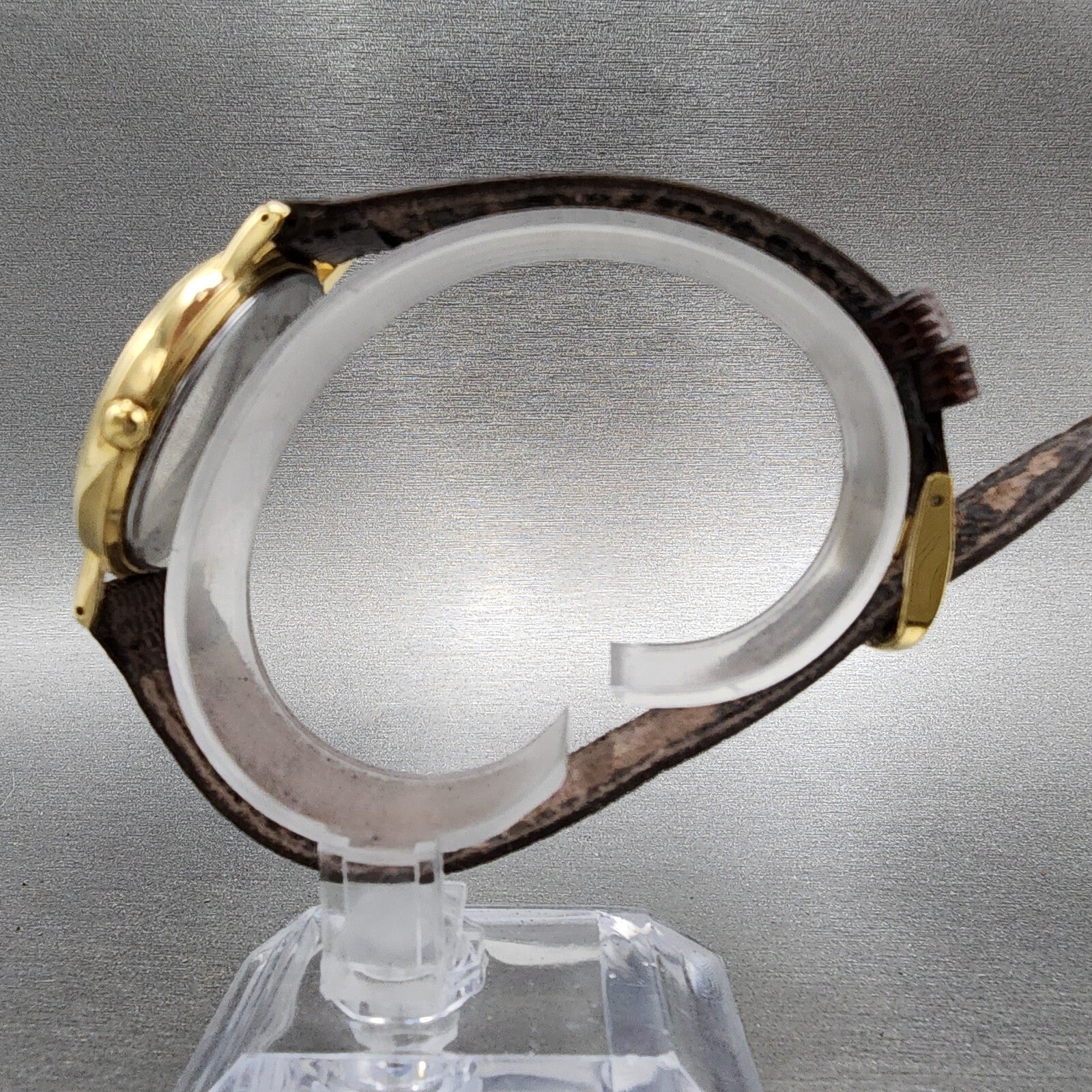 Seiko Watch Men 33mm Gold Dial Gold Tone Round 7N016B20 New Battery VTG6
