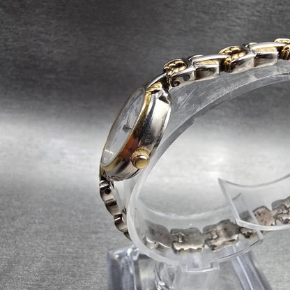 Bulova Watch Women 17mm White Dial Two Tone Oval 98L66 New Battery JP3242