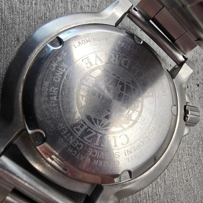 Citizen Eco-Drive Watch Men 44mm Black Dial Two Tone Date E168-S100623 Works10