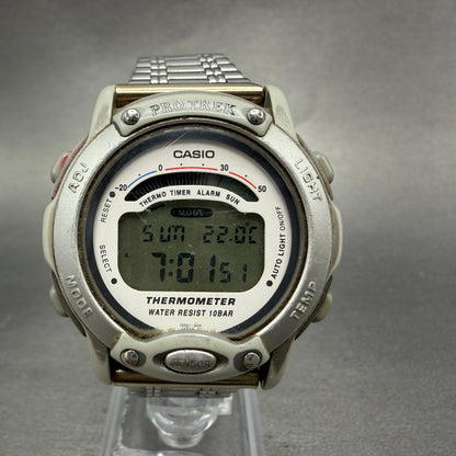 Casio Pro Trek PRL-100 Watch Men 39mm Digital Silver Tone Thermometer New BattAS0