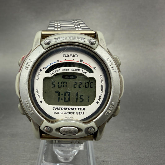 Casio Pro Trek PRL-100 Watch Men 39mm Digital Silver Tone Thermometer New BattAS0