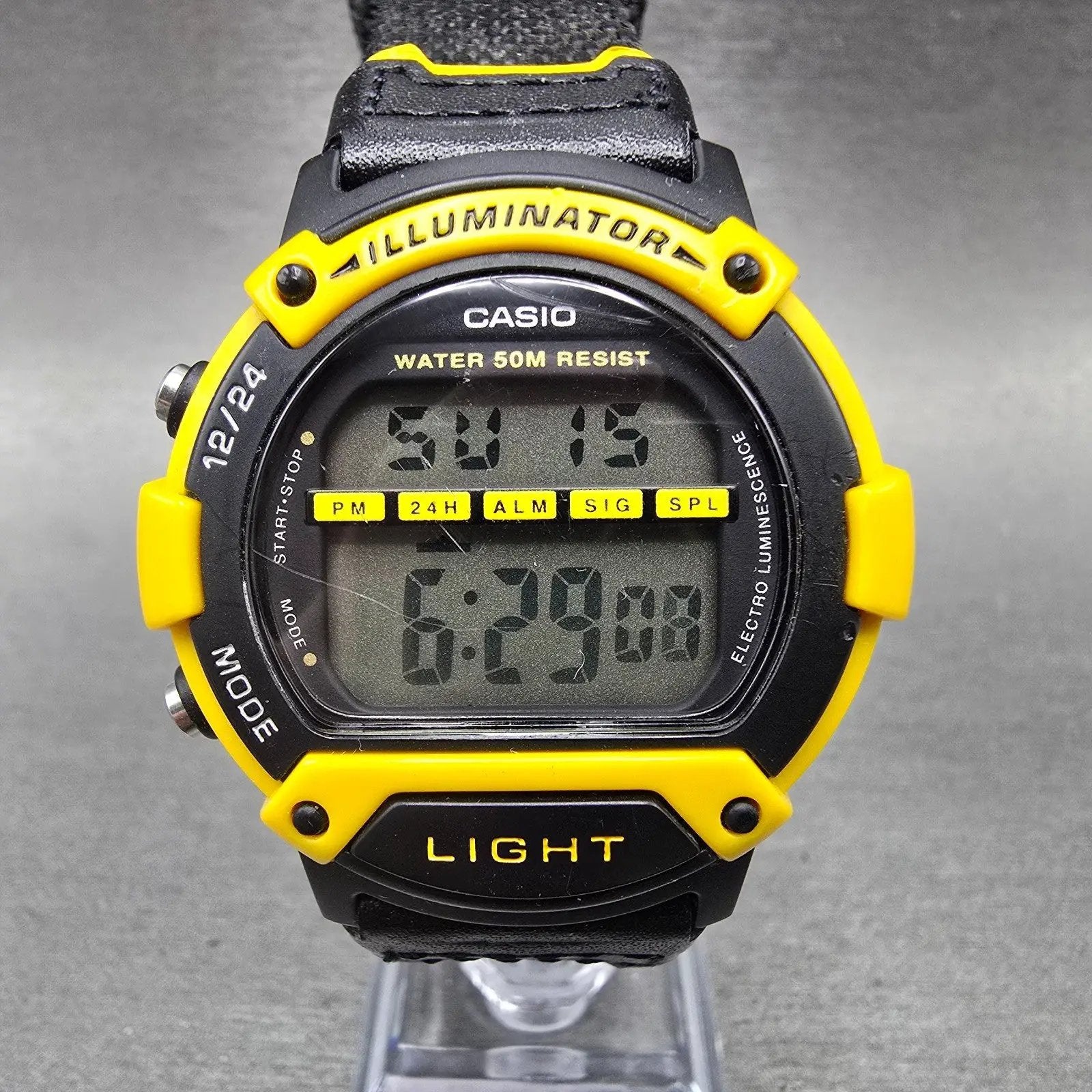 Casio Illuminator W-92H Watch Men 41mm Black Yellow Alarm Chronograph New Batt0