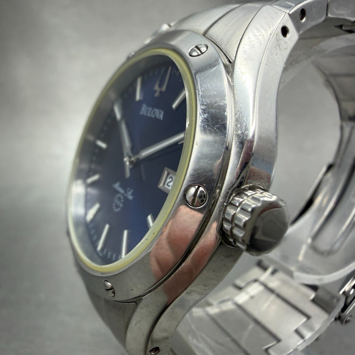Bulova Marine Star Watch Men 40mm Blue Dial Silver Tone Date 96G92 New Battery2