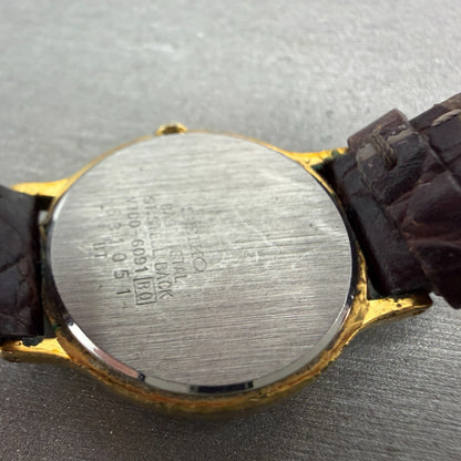 Seiko Watch Women 26mm White Dial Gold Tone Round Vintage V700-6091 New Battery9