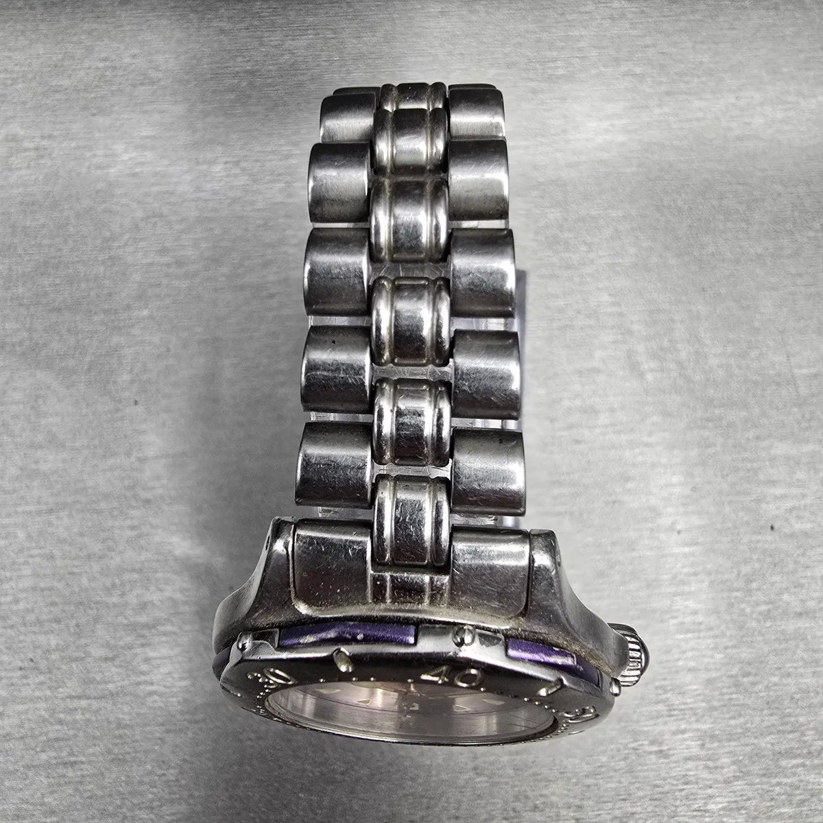 Seiko Scuba Watch Men 36mm Purple Dial Silver Date Round 7N35-6010 New Battery4