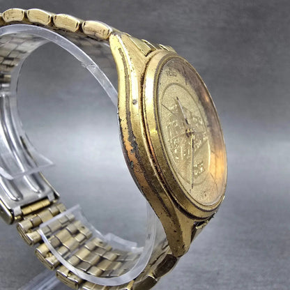 Seiko Watch Men 37mm CSX Champagne Dial Gold Tone Round 7N43-9048 PARTS Vintage4