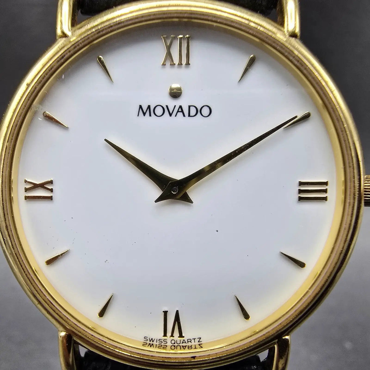 Movado Watch Men 34mm White Dial Gold Round 87-66-885 New Battery VTG Swiss1