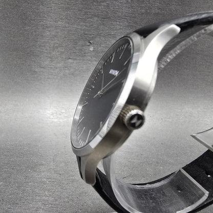 MVMT MT01-GML 40 Watch Men 40mm Black Dial Silver Tone Round Leather New Batt 122