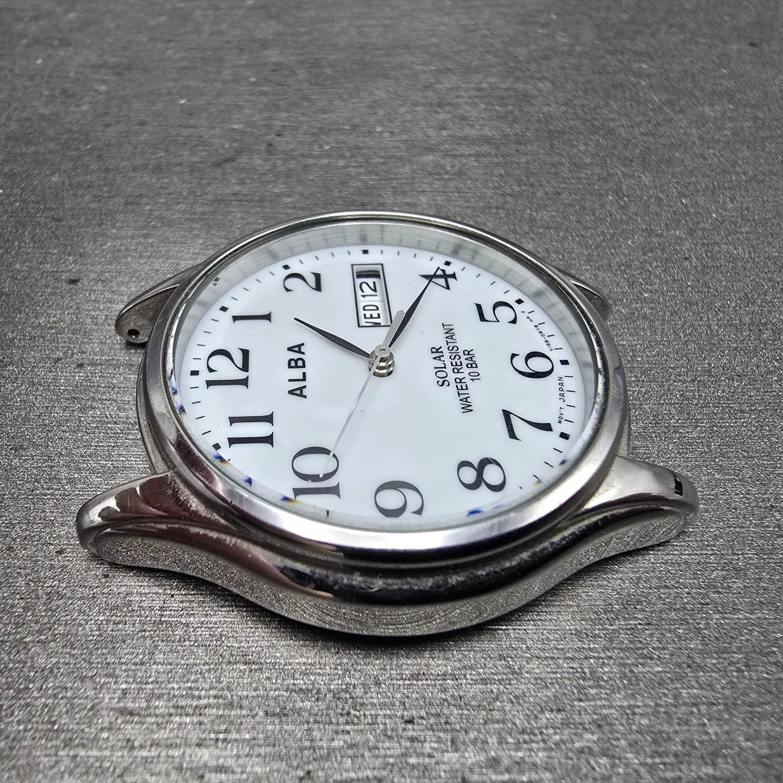 Seiko Alba Solar Watch Men 36mm White Dial Silver Tone Daydate V158-0AX0 PARTS4