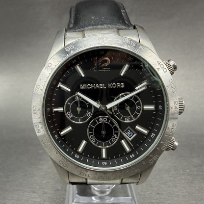 Michael Kors Layton Chronograph Watch Men 44mm Black Dial Steel MK-8215 NewBat0