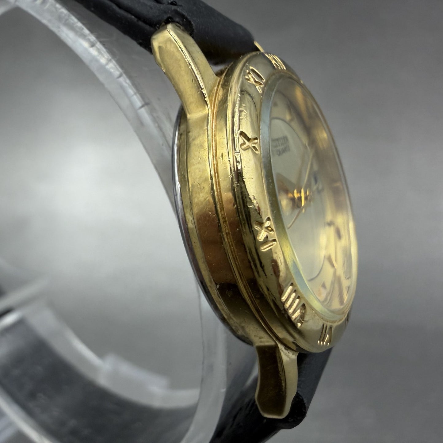 Citizen Watch Women 24mm Champagne Dial Gold Tone Date 1012-K13131 New BatteryAB3