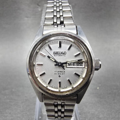 Seiko Automatic Watch Women 24mm Silver Dial Silver Tone Daydate 2906-0019 Runs0