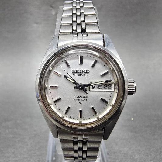 Seiko Automatic Watch Women 24mm Silver Dial Silver Tone Daydate 2906-0019 Runs0