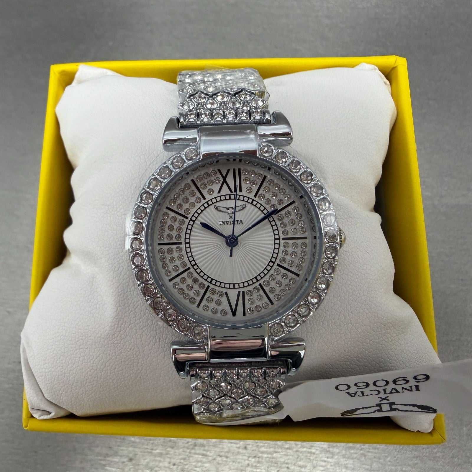 Invicta Wildflower Watch Women 34mm White Dial Silver Tone Crystal Accents 690600